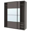 IKEA PAX ПАКС / MEHAMN / AULI МЕХАМН / АУЛІ, гардероб із розсувними дверцятами, темно-сірий 2шт / темно-сіре дзеркало, 200x66x236 см 195.613.69 фото thumb №1