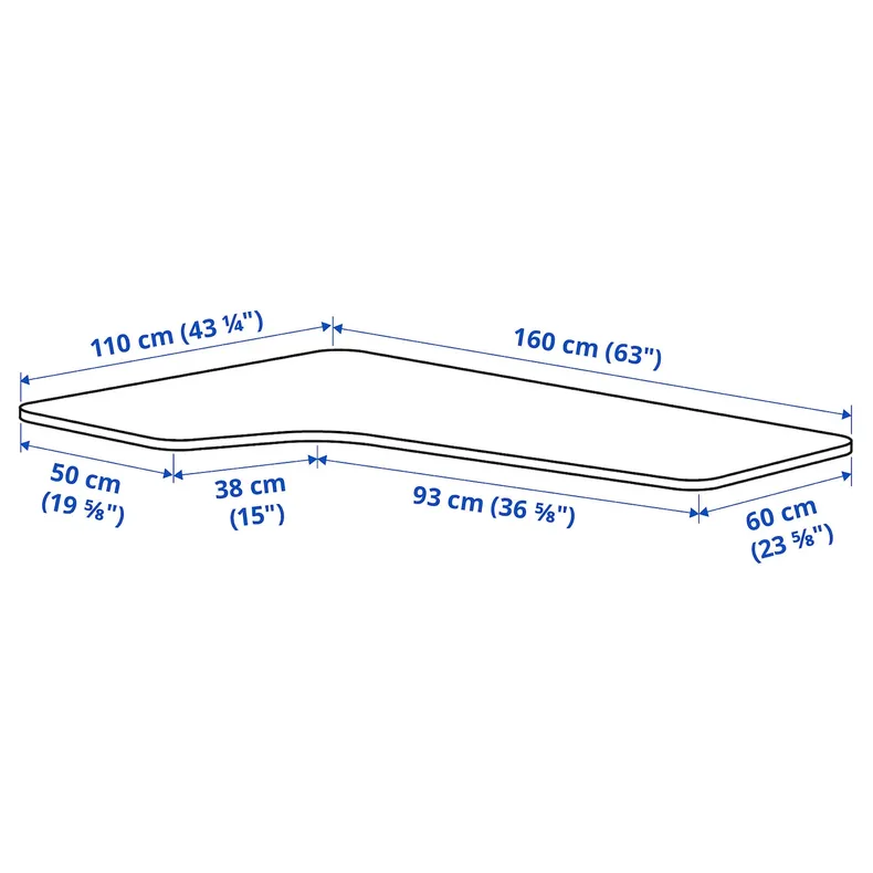 IKEA BEKANT БЕКАНТ, стільниця з вирізом, правостороннім, білий, 160x110 см 502.530.28 фото №4