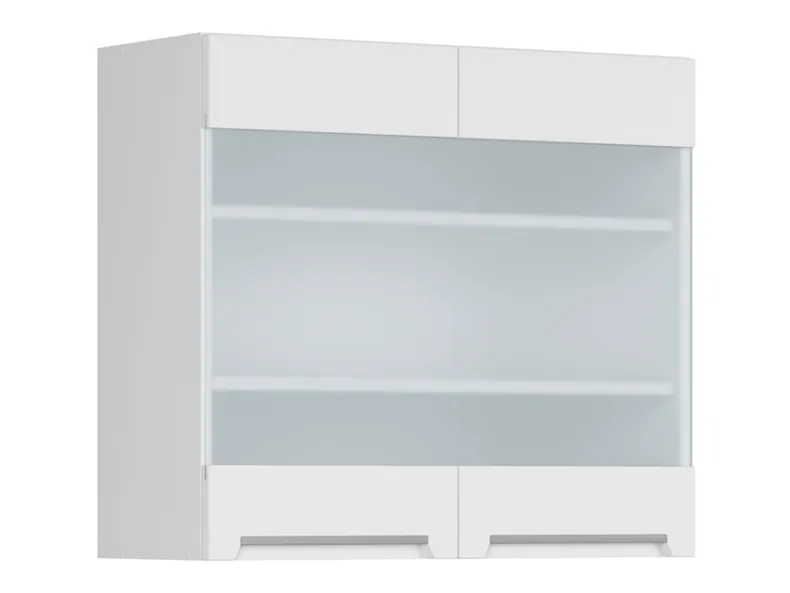 BRW Двухдверный верхний кухонный шкаф Iris 80 см с витриной белый суперматовый, альпийский белый/ белый суперматовый FB_G_80/72_LV/PV-BAL/BISM фото №2