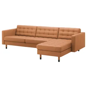 IKEA LANDSKRONA ЛАНДСКРУНА, 4-місний диван із кушеткою, Grann / Bomstad золото / коричневий / дерево / чорний 994.442.20 фото