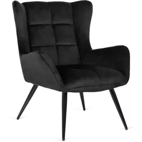 Кресло мягкое бархатное MEBEL ELITE VINCENT Velvet, Черный фото