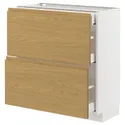 IKEA METOD МЕТОД / MAXIMERA МАКСИМЕРА, напольный шкаф / 2 фасада / 3 ящика, белый / Воксторп имит. дуб, 80x37 см 995.390.63 фото thumb №1