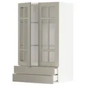 IKEA METOD МЕТОД / MAXIMERA МАКСИМЕРА, навесной шкаф / 2 стекл двери / 2 ящика, белый / Стенсунд бежевый, 60x100 см 194.698.32 фото thumb №1