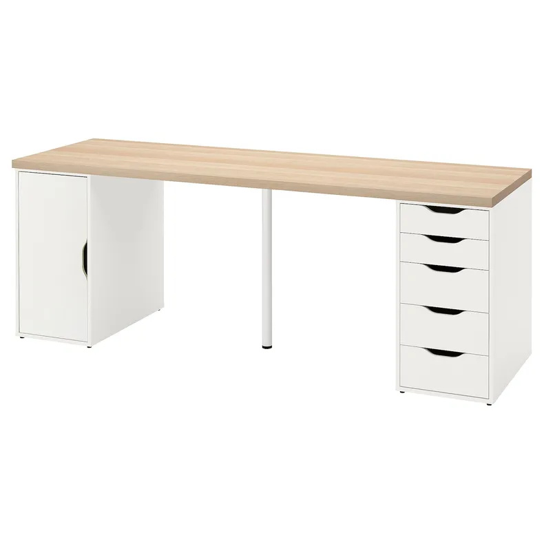 IKEA LAGKAPTEN ЛАГКАПТЕН / ALEX АЛЕКС, письмовий стіл, біла морилка / під дуб білий, 200x60 см 195.217.07 фото №1