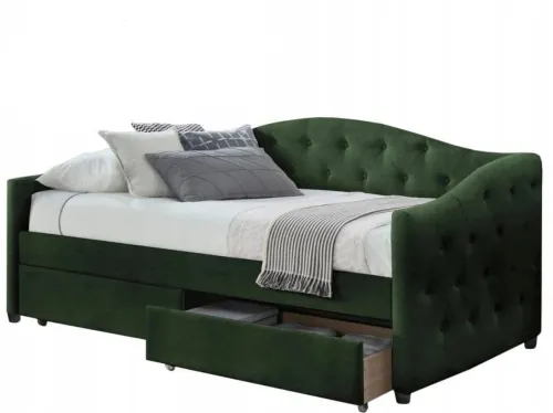 Кровать односпальная с ящиками HALMAR ALOHA 90x200 см темно-зеленая фото №1