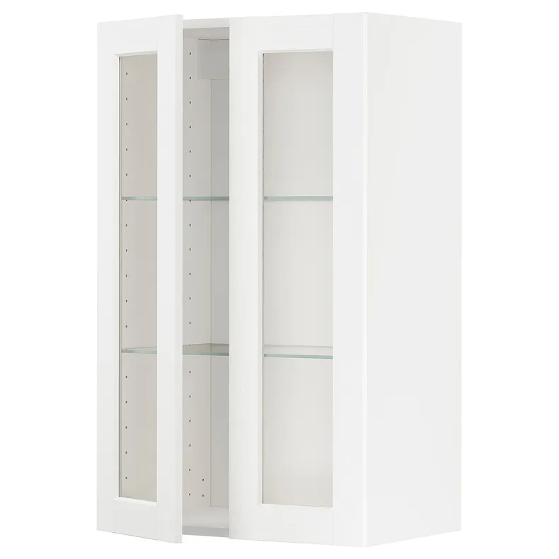 IKEA METOD МЕТОД, настінна шафа, полиці / 2 склх дверц, білий Енкопінг / білий імітація дерева, 60x100 см 794.734.78 фото №1