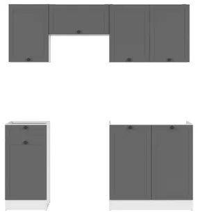 BRW Кухонний гарнітур Junona Line 180 см графіт, білий/графіт JUNONA_MODUL_WER_2/180_BBL-BI/GF фото