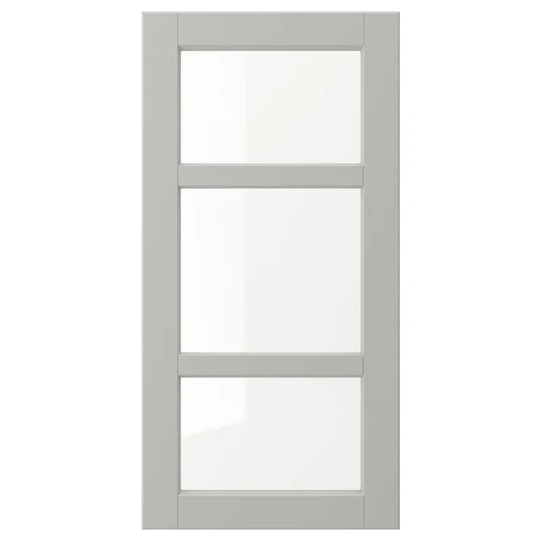 IKEA LERHYTTAN ЛЕРХЮТТАН, скляні дверцята, світло-сірий, 40x80 см 504.615.17 фото №1