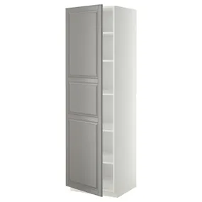IKEA METOD МЕТОД, высокий шкаф с полками, белый / бодбинский серый, 60x60x200 см 094.630.72 фото