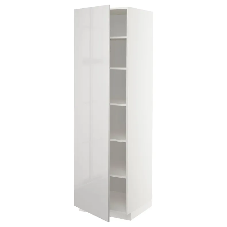 IKEA METOD МЕТОД, высокий шкаф с полками, белый / светло-серый, 60x60x200 см 494.559.37 фото №1