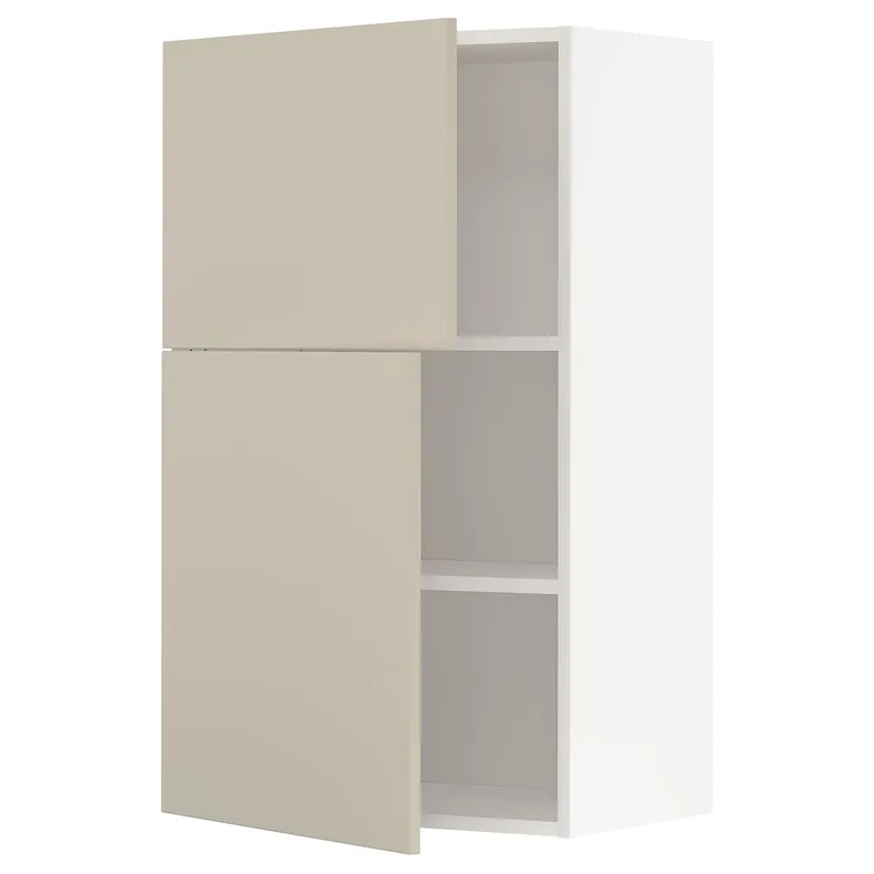 IKEA METOD МЕТОД, навісна шафа з полицями / 2 дверцят, білий / хавсторпський бежевий, 60x100 см 894.613.28 фото №1