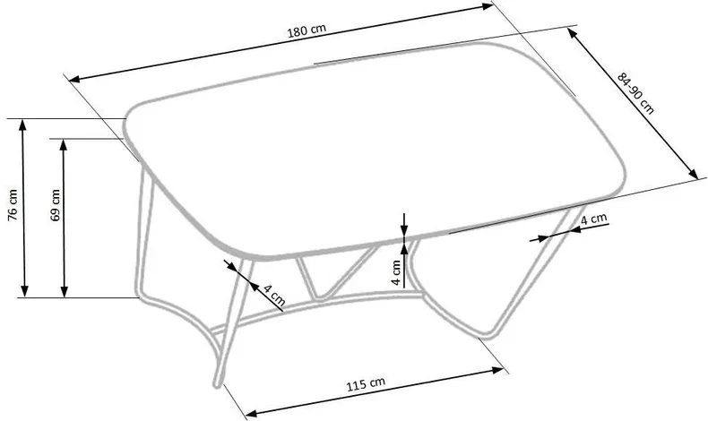 Кухонный стол HALMAR MANCHESTER 180x90 см, столешница - орех, ножки - черный/золото фото №14