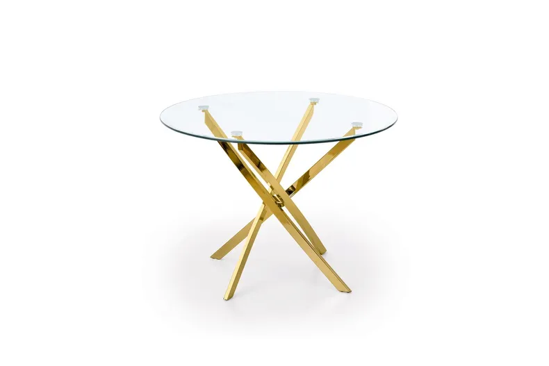 Кухонний стіл HALMAR RAYMOND, 100x100 см стільниця - прозора, ніжки - золото фото №3