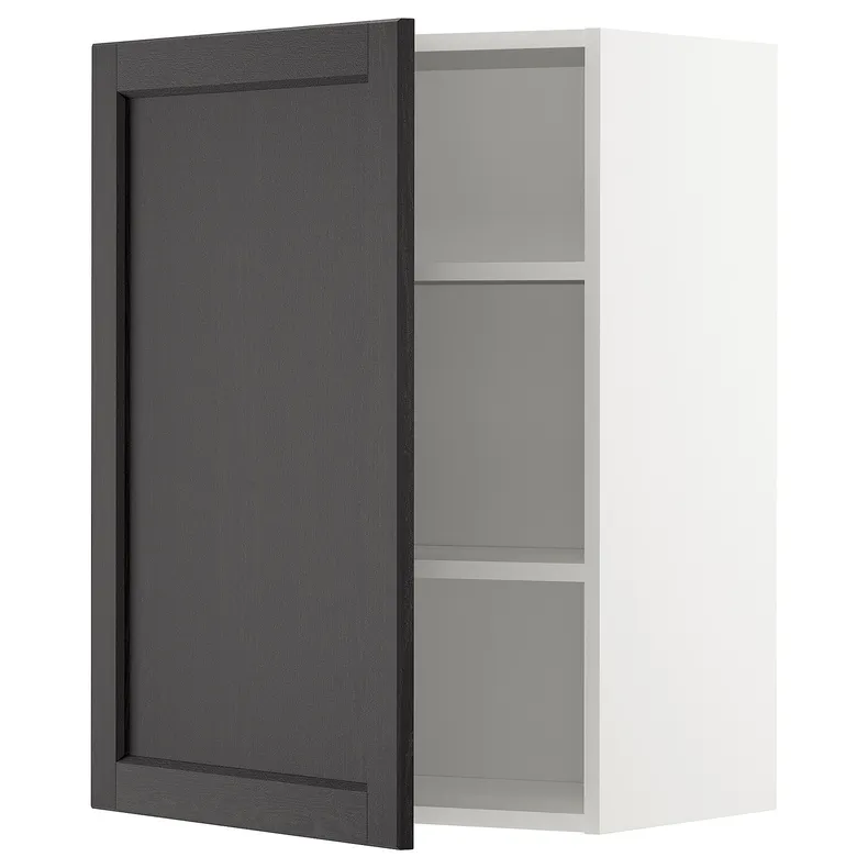 IKEA METOD МЕТОД, шафа навісна із полицями, білий / ЛЕРХЮТТАН чорна морилка, 60x80 см 594.644.51 фото №1