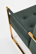 Мягкое кресло HALMAR PRIUS, бархатная обивка - темно-зеленый, каркас - золотой фото thumb №8