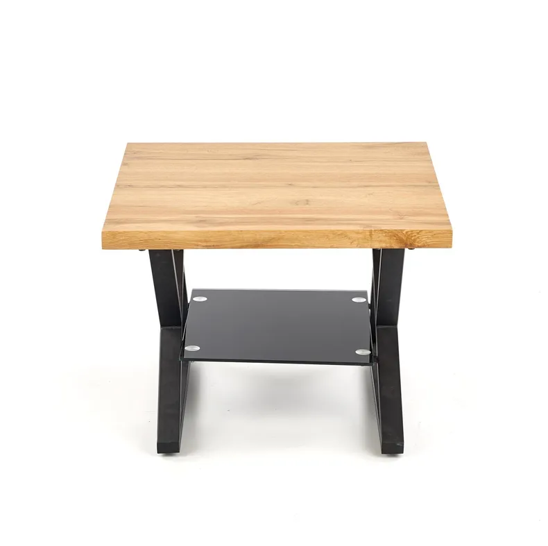 Журнальный столик деревянный HALMAR XENA, квадратный 60x60 см, черный/натуральный фото №7