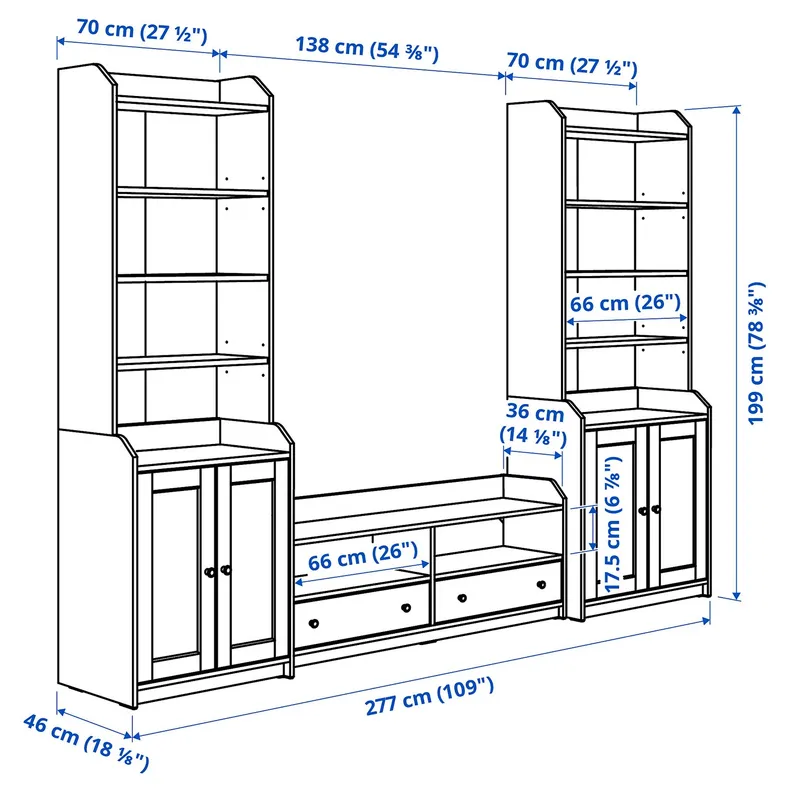 IKEA HAUGA ХАУГА, комбінація шаф для телевізора, сірий, 277x46x199 см 993.884.41 фото №6