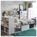 IKEA PLATSA ПЛАТСА, каркас кровати с 2 ящиками, белый / фонны, 142x244x103 см 993.029.18 фото thumb №4