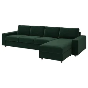 IKEA VIMLE ВИМЛЕ, 4-местный диван с козеткой, с широкими подлокотниками/Djuparp темно-зеленый 994.326.89 фото
