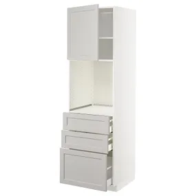 IKEA METOD МЕТОД / MAXIMERA МАКСІМЕРА, висока шафа д / духов з дверц / 3 шухл, білий / світло-сірий Lerhyttan, 60x60x200 см 294.559.81 фото