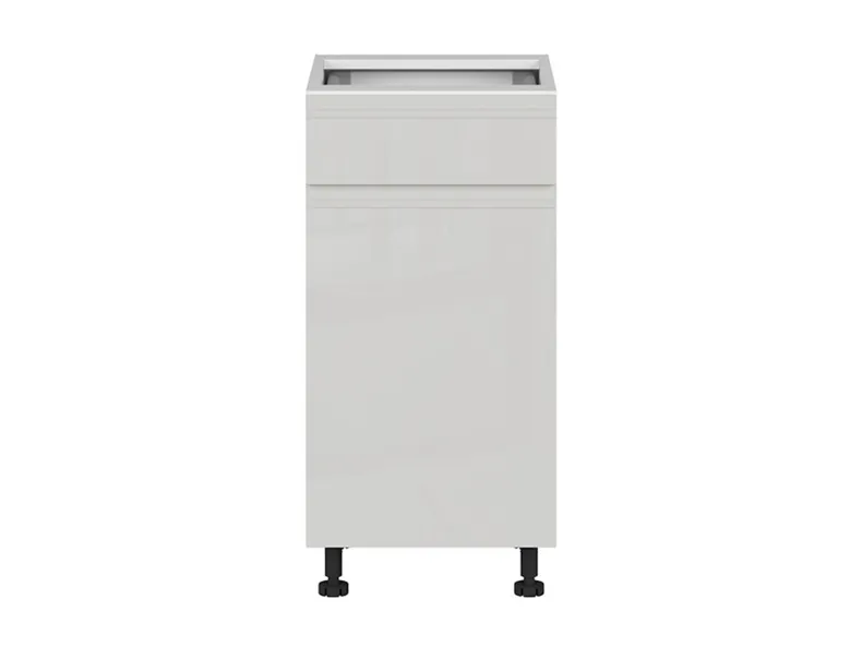 BRW Кухонный базовый шкаф Sole 40 см левый с ящиками soft close светло-серый глянец, альпийский белый/светло-серый глянец FH_D1S_40/82_L/STB-BAL/XRAL7047 фото №1