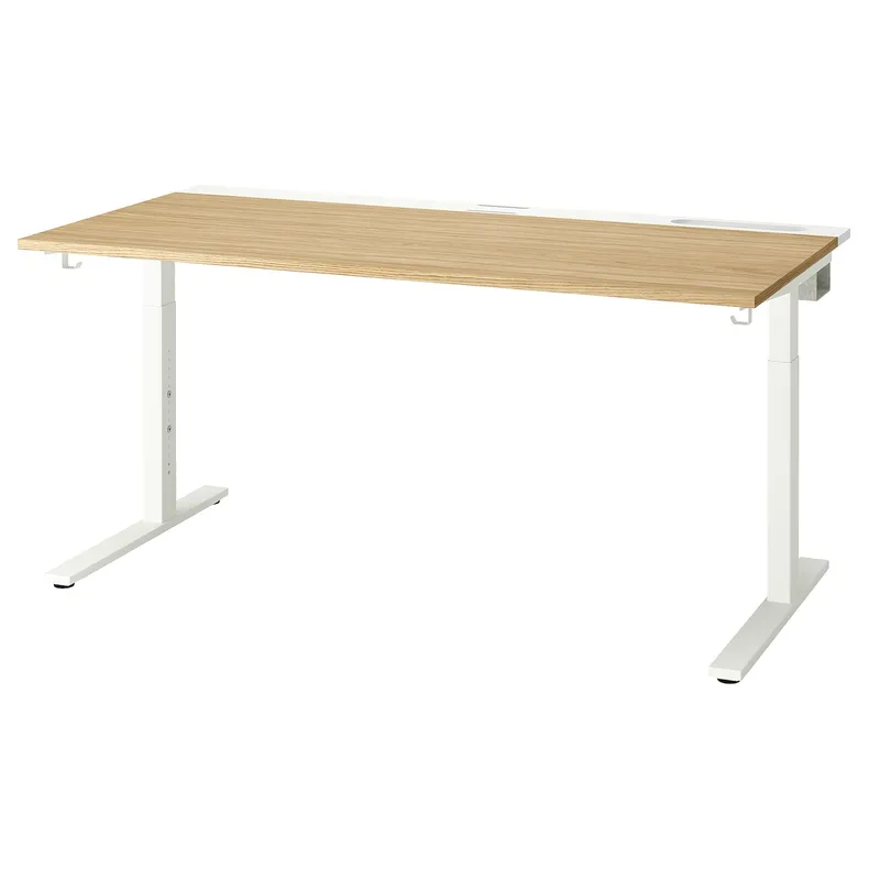 IKEA MITTZON МІТТЗОН, письмовий стіл, дуб білий okl, 160x80 см 195.291.24 фото №1