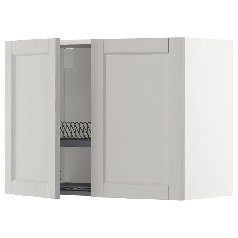 IKEA METOD МЕТОД, навесной шкаф с сушилкой / 2дверцы, белый / светло-серый, 80x60 см 894.650.05 фото №1