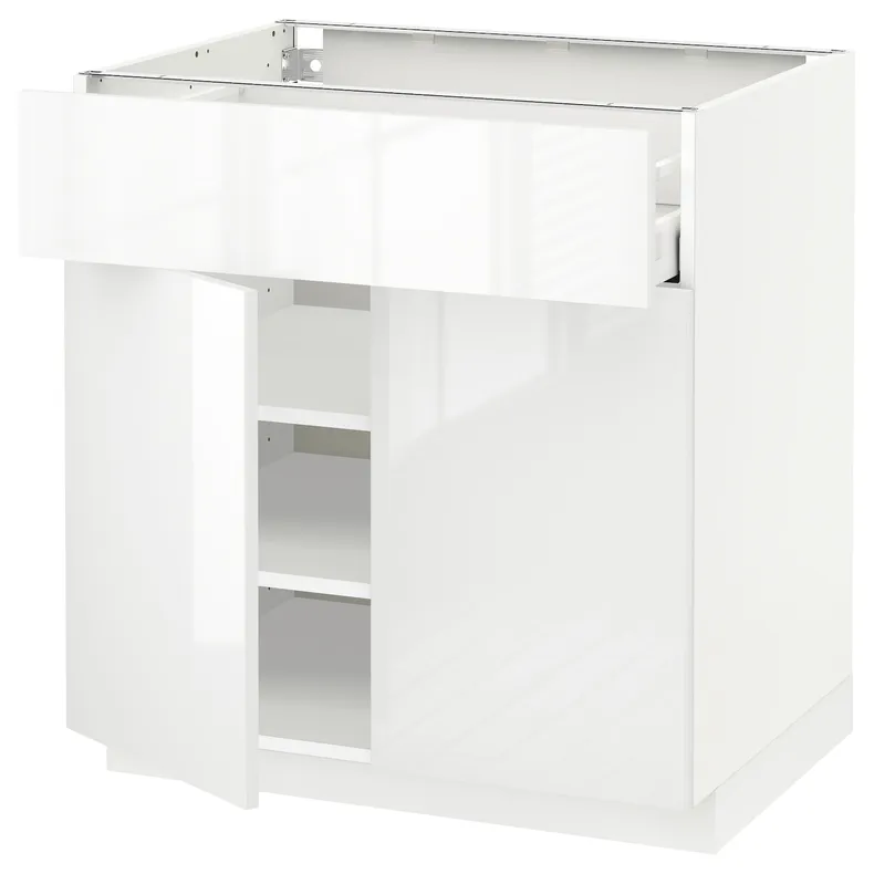 IKEA METOD МЕТОД / MAXIMERA МАКСИМЕРА, напольный шкаф с ящиком / 2дверцами, белый / Рингхульт белый, 80x60 см 394.621.13 фото №1