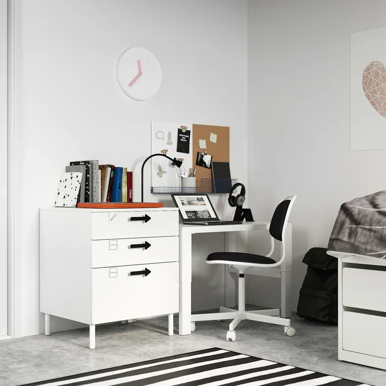 IKEA SMÅSTAD СМОСТАД / PLATSA ПЛАТСА, комод із 3 шухлядами, білий/білий, 60x57x63 см 993.875.21 фото №4