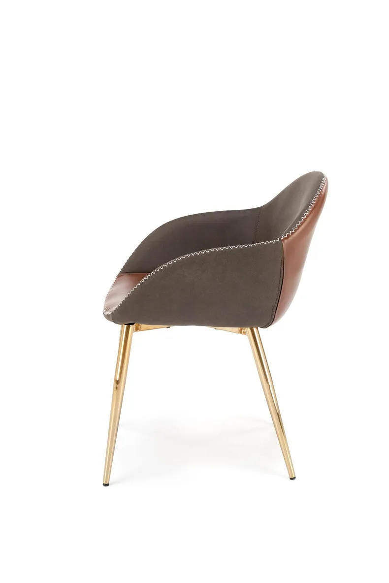 Кухонний стілець HALMAR K304 темно-сірий/коричневий/золотистий хром фото №4