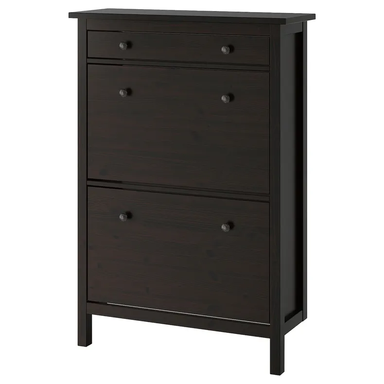 IKEA HEMNES ХЕМНЕС, шафа для взуття з 2 відділеннями, чорний і коричневий, 89x30x127 см фото №1