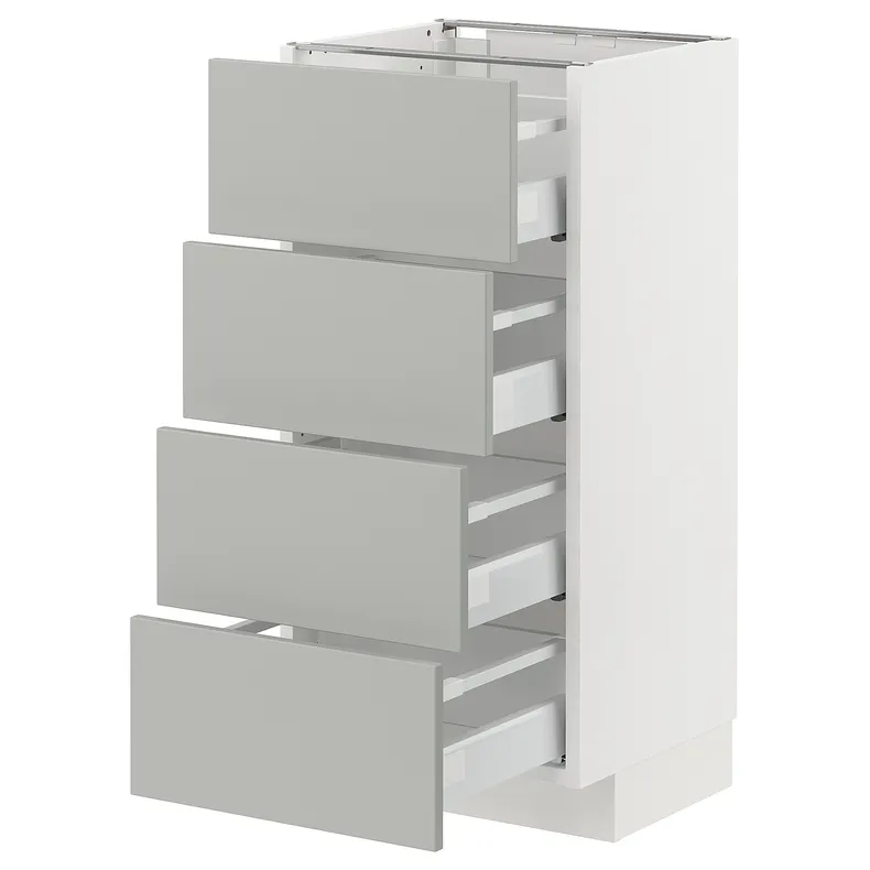 IKEA METOD МЕТОД / MAXIMERA МАКСИМЕРА, напольный шкаф 4 фасада / 4 ящика, белый / светло-серый, 40x37 см 395.380.28 фото №1