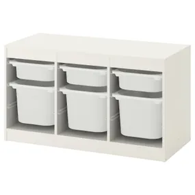 IKEA TROFAST ТРУФАСТ, комбінація для зберіган +контейнери, білий/білий, 99x44x56 см 692.284.73 фото