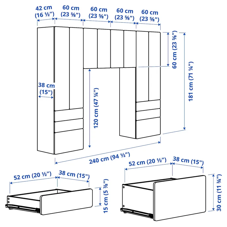 IKEA SMÅSTAD СМОСТАД / PLATSA ПЛАТСА, комбинация д / хранения, белый / сиреневый, 240x42x181 см 095.445.73 фото №5