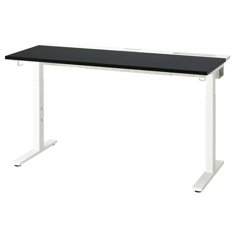 IKEA MITTZON МІТТЗОН, письмовий стіл, окл попелястий фарбований чорний/білий, 140x60 см 795.280.46 фото №1