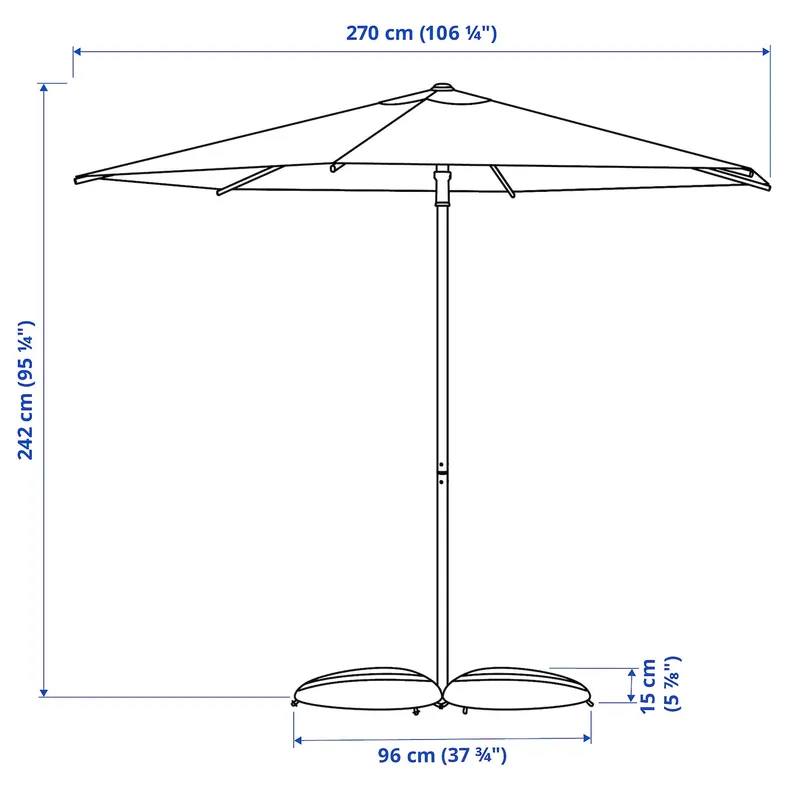 IKEA HÖGÖN / IGGÖN, парасолька з основою, яскраво-помаранчевий/темно-сірий, 270 см 695.762.07 фото №5