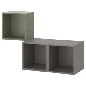 IKEA EKET ЭКЕТ, комбинация настенных шкафов, серо-зеленый / темно-серый, 105x35x70 см 295.213.68 фото