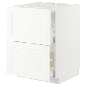 IKEA METOD МЕТОД / MAXIMERA МАКСІМЕРА, підлог шафа д / плит / вб витяжк з шухл, білий Енкопінг / білий імітація дерева, 60x60 см 494.777.03 фото