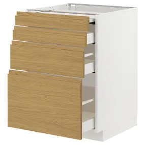 IKEA METOD МЕТОД / MAXIMERA МАКСИМЕРА, напольный шкаф с выдвиж панелью / 3ящ, белый / Воксторп имит. дуб, 60x60 см 795.386.63 фото