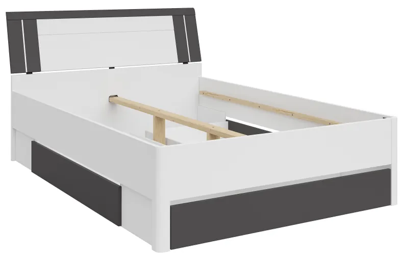 BRW Кровать Saturn 140x200 с 3 ящиками белая/графит, белый/графит LOZ3S/140-BI/GF фото №1