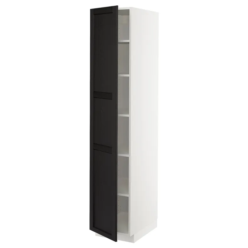 IKEA METOD МЕТОД, высокий шкаф с полками, белый / Лерхиттан с черными пятнами, 40x60x200 см 694.661.57 фото №1