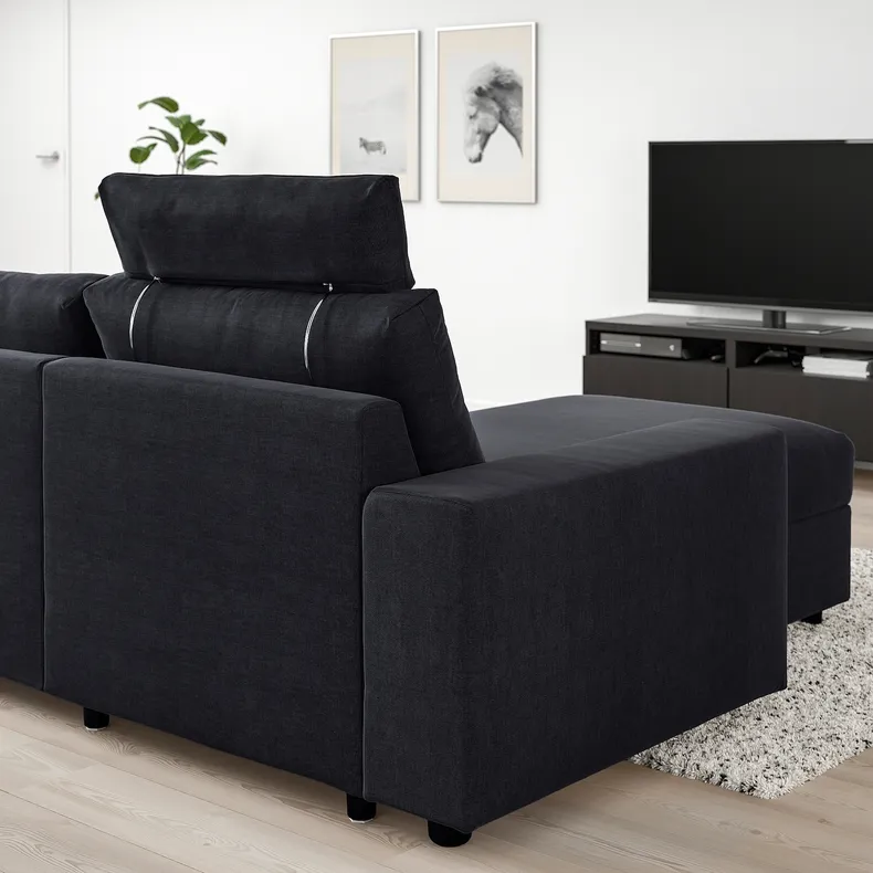 IKEA VIMLE ВІМЛЕ, 3-місний диван із кушеткою, з узголів'ям з широкими підлокітниками / САКСЕМАРА чорно-синій 194.017.62 фото №4