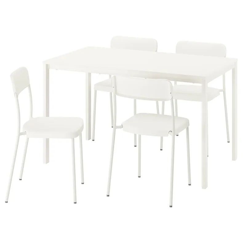 IKEA VIHALS / VIHALS, стіл та 4 стільці, білий білий/білий, 125x74 см 195.899.38 фото №1