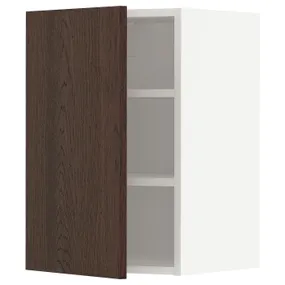 IKEA METOD МЕТОД, шафа навісна із полицями, білий / СІНАРП коричневий, 40x60 см 094.698.99 фото