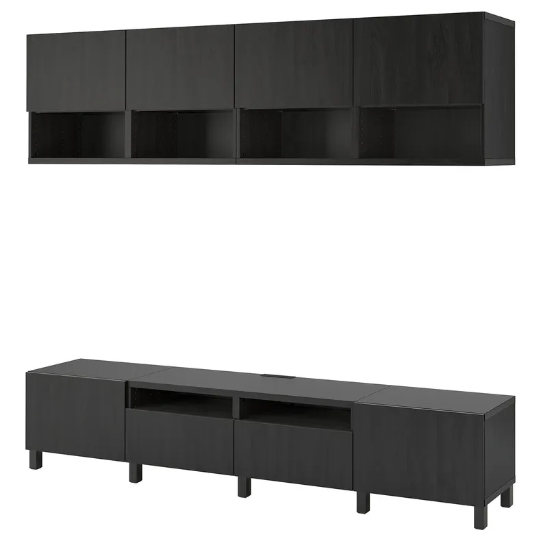 IKEA BESTÅ БЕСТО, комбінація шаф для телевізора, чорно-коричневий / ЛАППВІКЕН / СТУББ чорно-коричневий, 240x42x230 см 194.119.64 фото №1