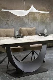 Розкладний стіл HALMAR FERNANDO 160-240х92 с м, стільниця - білий мармур, ніжки - чорні фото №4