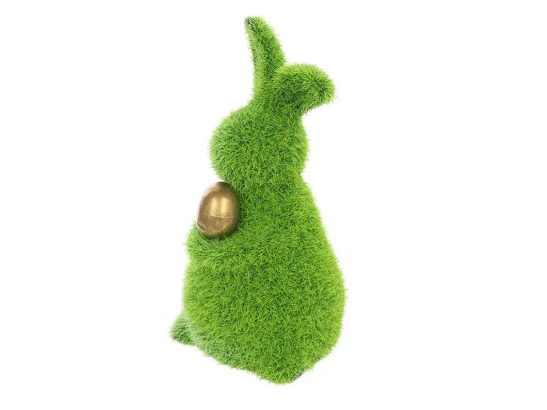 BRW Декоративна фігурка BRW Кролик з яйцем, штучна трава 085422 фото №2