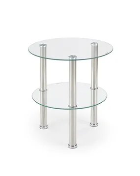 Журнальний столик скляний круглий HALMAR SARDINIA, 45x45 см, прозорий/хром фото