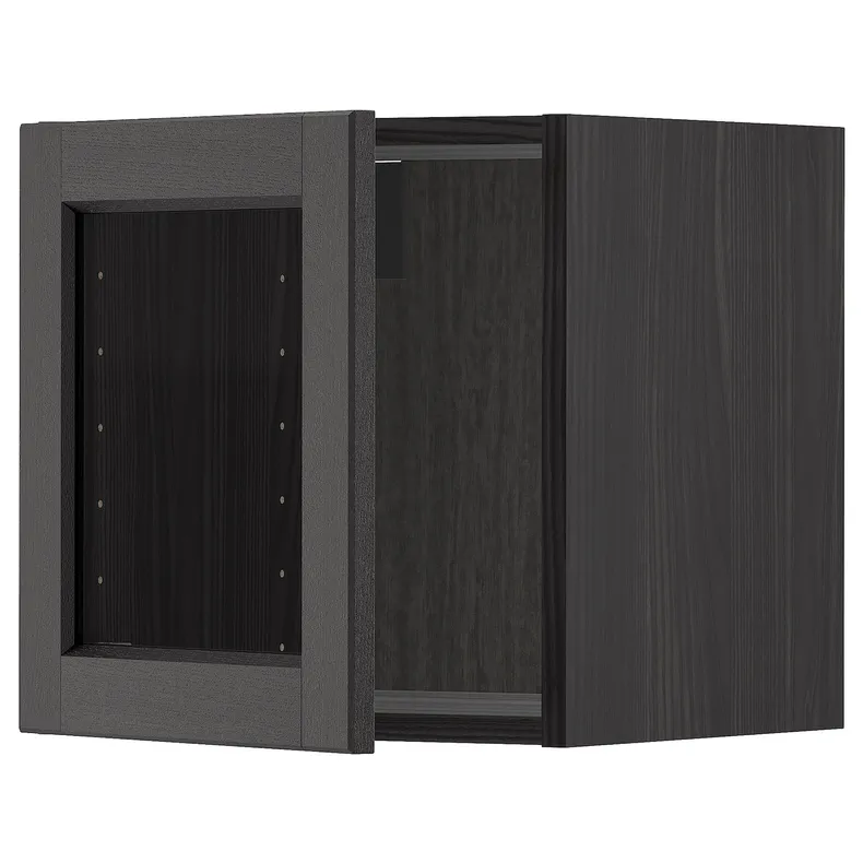 IKEA METOD МЕТОД, навесной шкаф со стеклянной дверцей, черный / Лерхиттан с черными пятнами, 40x40 см 594.569.79 фото №1