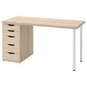 IKEA LAGKAPTEN ЛАГКАПТЕН / ALEX АЛЕКС, письмовий стіл, дуб морений білий / білий, 140x60 см 194.320.23 фото thumb №1